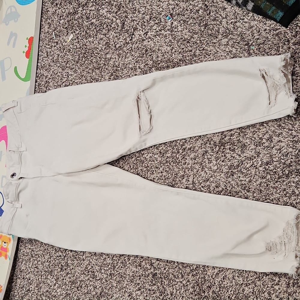 American Eagle Outfitters Cream Stretch Jeans Jegging Crop.